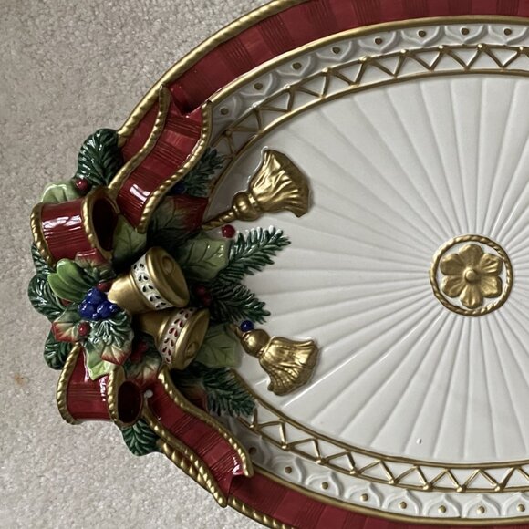 Fitz & Floyd Christmas Deer Oval Serving Platter - Picture 5 of 5